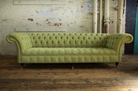 Klassische Chesterfield Sofa 4 Sitzer Sofas Couchen Leder GrüN Design Polster