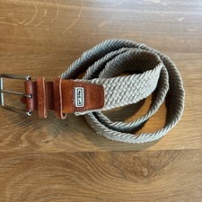 Nike G-Flex Woven Stretch Belt Size 40 Gray Tan Brown Leather