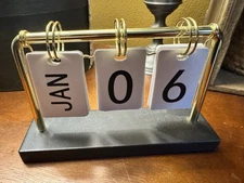 Black And Gold Metal Perpetual Flip Calendar