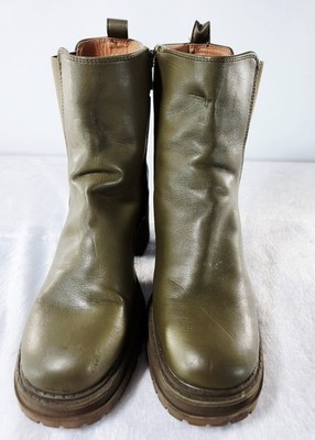 Sam & Libby Camila Women's Platform Ankle Boots Size 8 Olive Green Chunky Heels