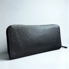 Louis Vuitton Zippy Wallet Vertical Monogram Shadow Black Leather Long Wallet