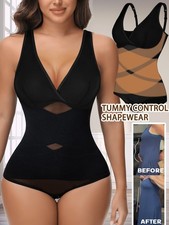 Women Shapewear Bodysuit Tummy Control Cross Compression Girdle Slim Body Shaper
