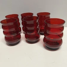 Louie Glass HARPO ruby Flat Tumbler Juice Glass 1930s - set of 6