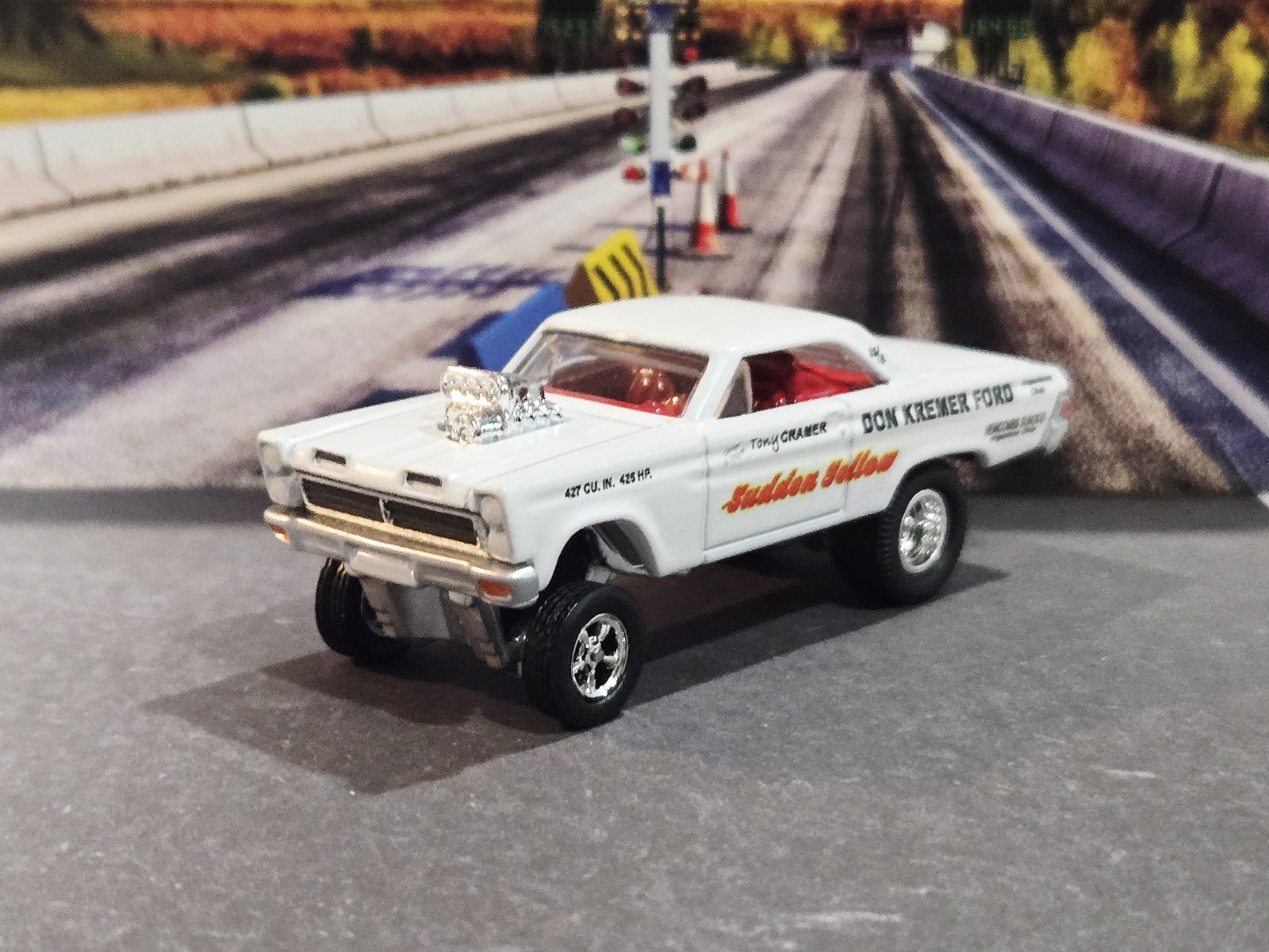 😎👍 CUSTOM Hot Wheels 65 Mercury Comet Cyclone Gasser Tony Cramer Sudden Yellow