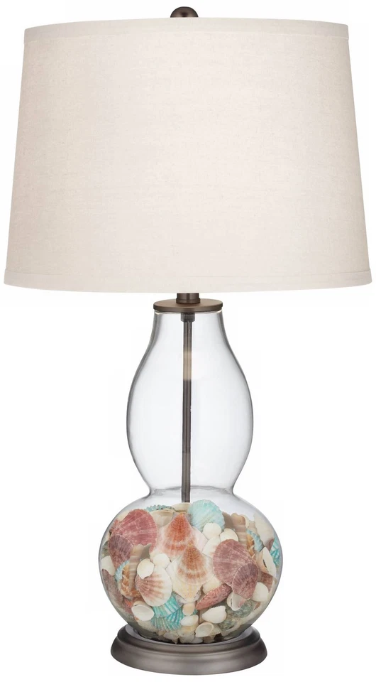 Lámpara de Mesa Moderna Rellenable Vidrio Transparente Calabaza Bronce para Salón Dormitorio Foto 2 de 3