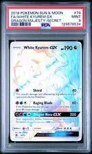 POKEMON WHITE KYUREM GX 74/70 SECRET RAINBOW FA DRAGON MAJESTY 2018 PSA 9 MINT