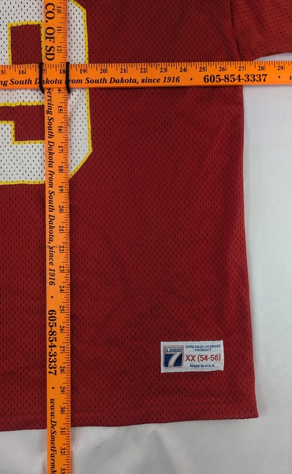 Camiseta Joe Montana Kansas City Chiefs #19 Logo 7 Vintage Años 90 2X XXL Para Hombres Roja NFL Foto 3 de 4