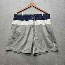 Speedo Men Swimwear XXL Gray Swim Trunks Colorblock Brand Logo Activewear 7"