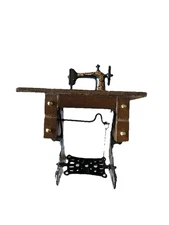 Vintage 1:12 Scale Sewing Machine/Table For Dollhouse Wood And Metal