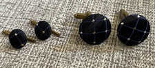 Vintage Cuff Links Blue Gold Tone Cufflink Men Jewelry Shirt Button Studs