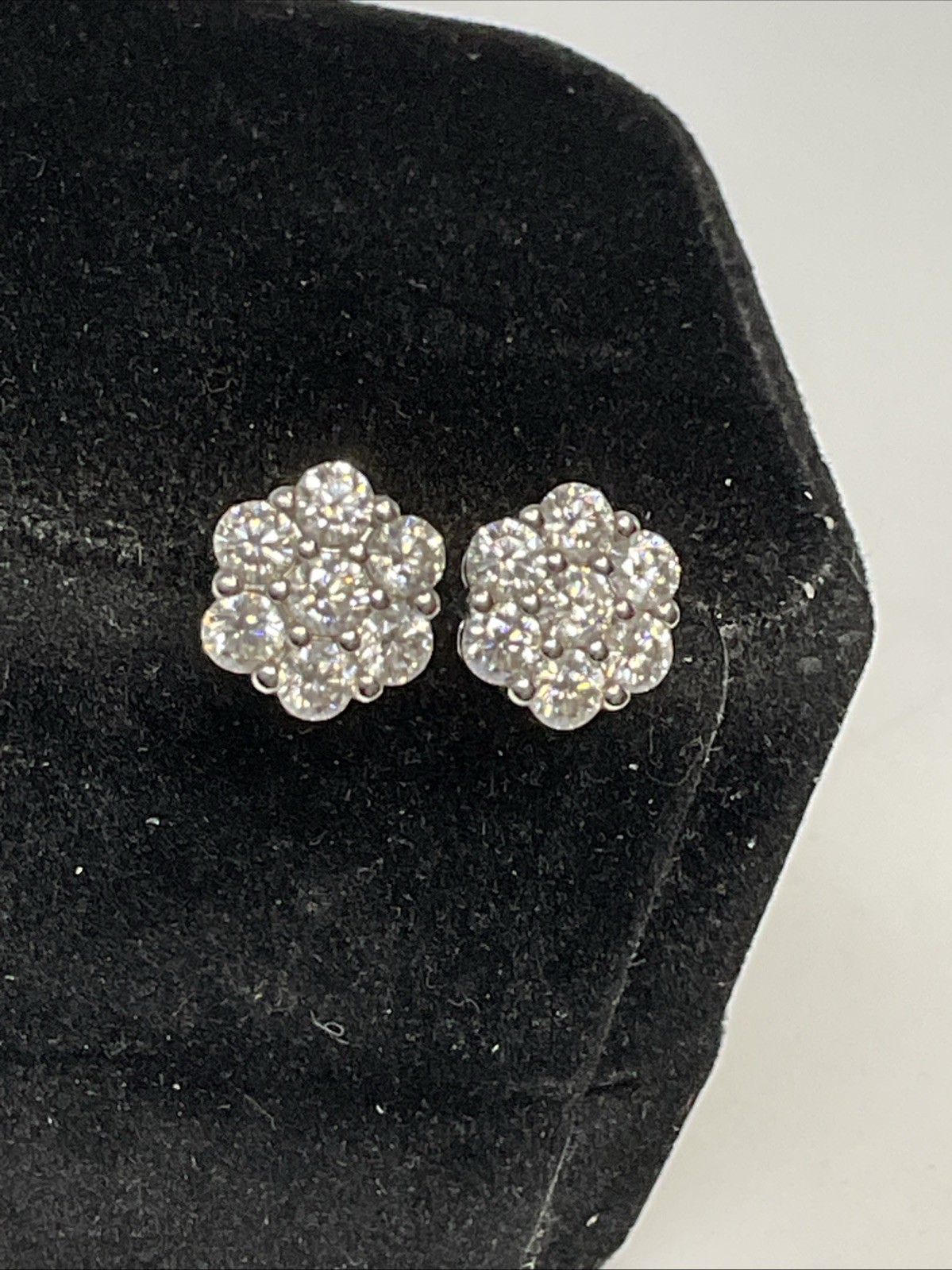 STUD Earrings Solid 925 Sterling Silver White Moi… - image 21