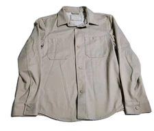 Denim & Flower Mens Textured Outerwear Button-Up Shirt Shackett Jacket Beige Med