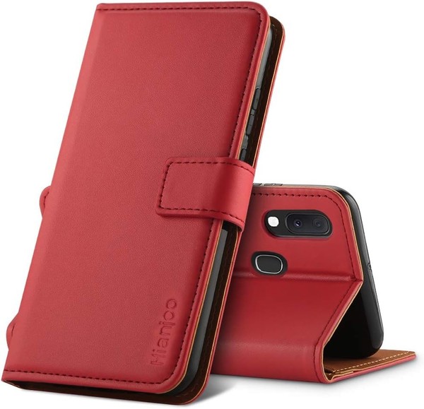 HandyhüLle Leder Flip Wallet Case Rot Mit Standfunktion FüR Galaxy A20E-image