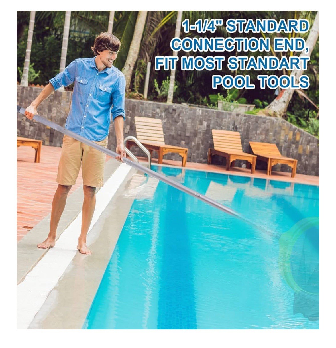  Pool Pole - 10.5 Foot Anodized Aluminum Extension Cleaning Poles,for Skimmer 