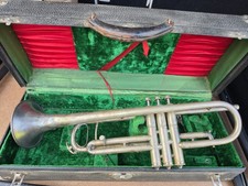 Pan American Silver Trumpet, Elkhart. Case, mouth piece/ music lyre