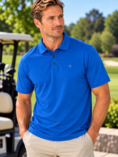 Calvin Klein CK Mens Polo Shirt M Royal Blue 100 Cotton Golf Short Sleeve