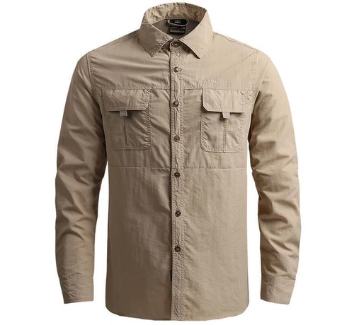 Mens Quick Dry Long Sleeve Shirts Breathable Hiking Work Military Army Shirt Top - Picture 34 of 38