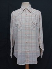 Vtg 70s Big Smith Sanforized Union Made Pearl Snap Plaid Western Shirt Men's L