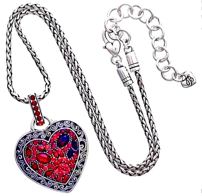 COLLAR CORAZÓN CRISTAL BRIGHTON VOYAGE TONOS BAYAS ROJAS CRISTAL SWAROVSKI LN+BOLSO✨VTG Foto 2 de 4