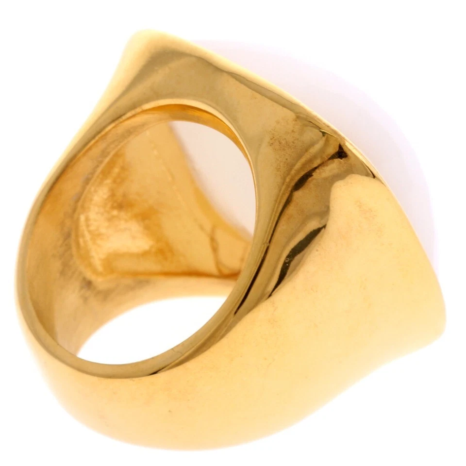 Gold Metal Stainless Steel Ivory Stone Ring KLS028-IVY6 - Image 3 of 3