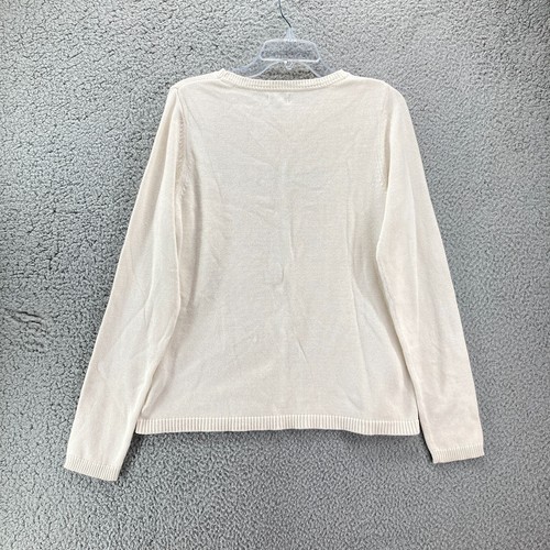 Croft & Barrow Womens Sweater Size M Ivory Snowflake Long Sleeve Casual Pullover - Picture 10 of 11