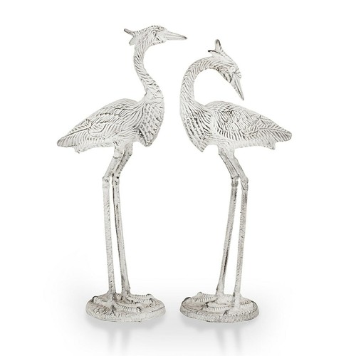 Stylish Aluminum Nature Whimsy Courting Egrets Set of 2 Garden Statue Décor - Picture 2 of 2