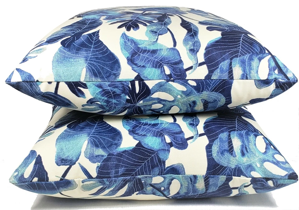 Tommy Bahamas Outdoor Inky Palms 17'' Decorative Throw Pillow Cover in Indigo - Image 3 of 4