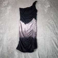 Sky Ombre Side Tassel Women's XS Black One-Shoulder Ruched Midi Dress