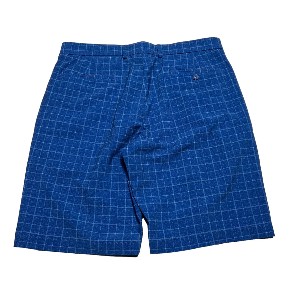 Pantalones Cortos de Golf Walter Hagen Para Hombre Talla 34 Azul A Cuadros Frente Plano Performance Tech Foto 2 de 4