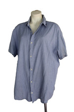 QZ 7 kh SIZE 3XL NEXT BLUE WHITE CHECK SHORT SLEEVE BUTTON UP COLLAR SHIRT MENS