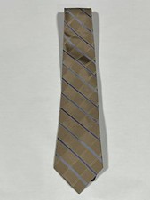 Mens Giorgio Cosani Brown Blue Stripe Pattern Tie Pure Silk Hand Made NEW