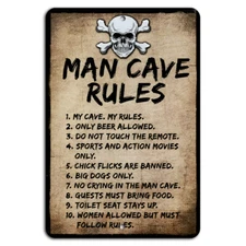 Man Cave Rules - My Cave, My Rules, Only Beer Allowed 8x12 Inch Aluminum