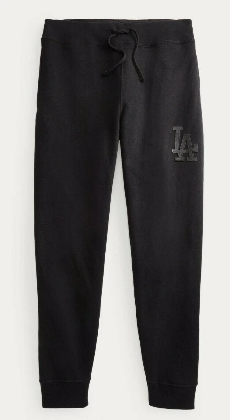 Polo Ralph Lauren Los Angeles LA Dodgers MLB Black Leather Ltd Ed Jogger Pants