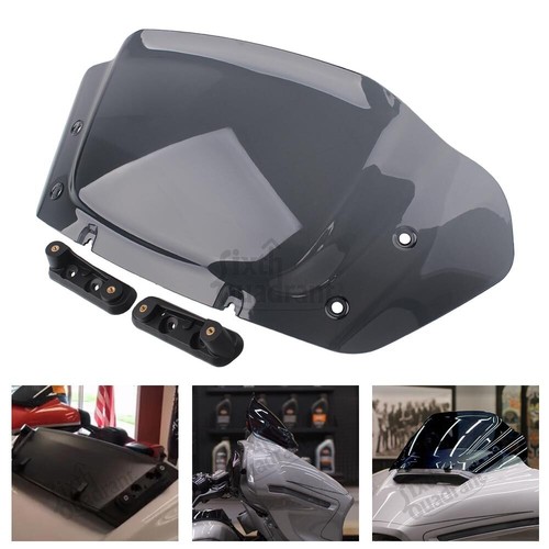 8" Windshield Windscreen Fit for Harley Touring CVO Street Glide 2023 2024 Smoke - Picture 3 of 19