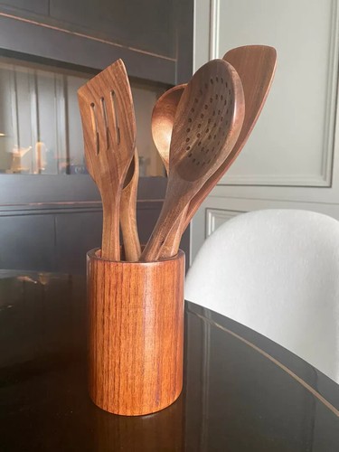 6PCS Handmade Teak Wooden Cooking Utensil Set Spoon Spatula Skimmer Ladle - Picture 9 of 13