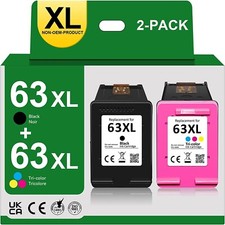 2Pk 63XL Ink Cartridges for HP Deskjet 1110 1111 1112 2130 2132 3630 3632 3633