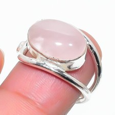 Rose Quartz Gemstone 925 Sterling Silver Jewelry All Size Ring For Gift