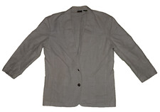 Vintage Liz Sport Linen/Cotton Blazer Tan Double Button Women's Medium