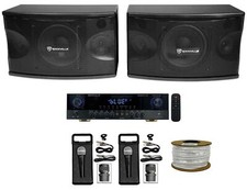  2 Rockville KPS80 8" Karaoke Vocal Speakers Bluetooth Amplifier Mixer 2 Mics