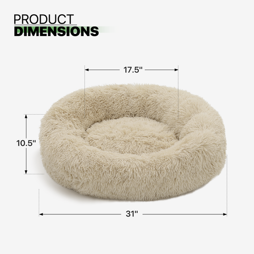 Pet Bed Long Plush Round Mat Soft Puppy Cat Self Warming Calming Cuddler Cushion - Picture 3 of 10