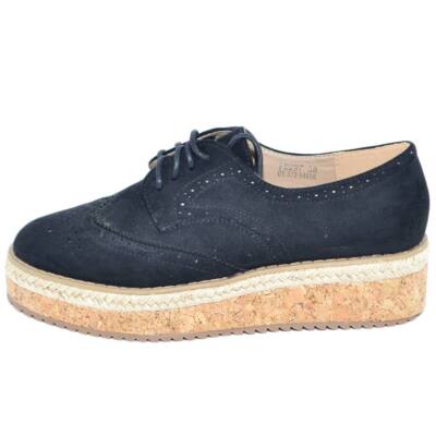 Scarpe stringate francesina donna inglesina in camoscio nera fondo