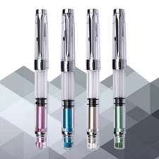 Wing Sung 3008 Silver Clip Piston Fountain Pen Extra Fine Nib 0.38/0.5mm Writing