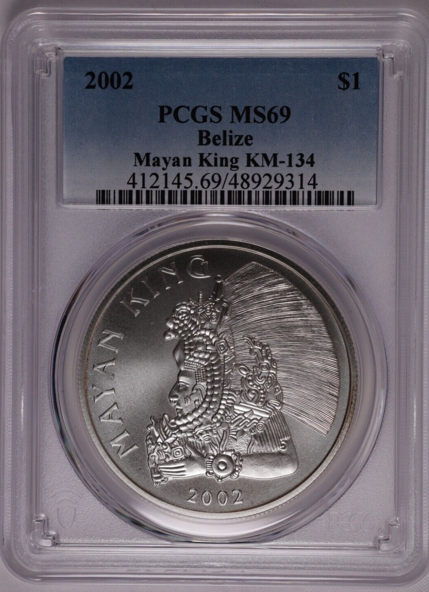 2002 BELIZE SILVER $1 DOLLAR MAYAN KING -PCGS MS 69 | eBay