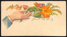 "Jacob R. Seitz" Victorian Calling Greeting Card - Floral w/ Man's Hand