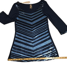 Kische Blue Seqined Shirt Dress Holiday Dance Go Go  Glammer Party Glitz M