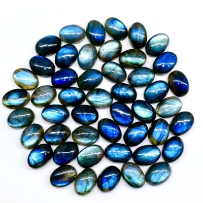 7x9mm Labradorite Oval Cabochon 30 Pcs Lot Semi Precious