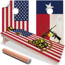 American Texas Flag Tailgating Cornhole Board Wraps and Decals Vinyl Sticker