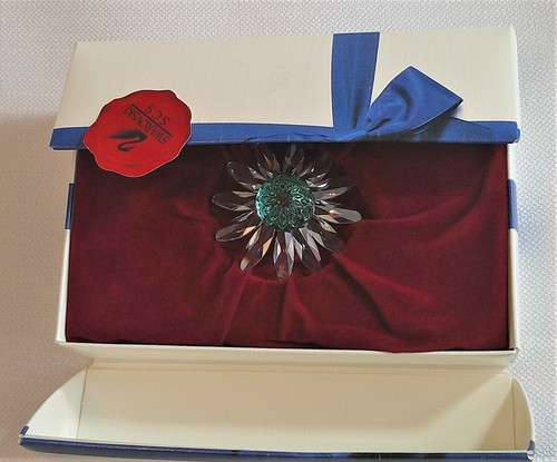 Swarovski SCS Kristall Margerite Blume / Gänseblümchen Aqua Grün & Klar OVP - Bild 9 von 11