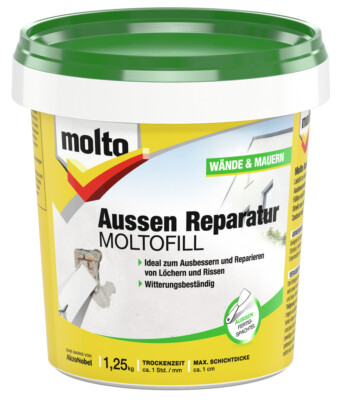 MOLTO Außen Reparatur Moltofill Weiß 330g / 500g / 1,25 kg Fertigspachtel Aussen