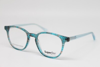 NEW SUPERFLEX SFK-249 S404 BLUE TEAL TORT AUTHENTIC DESIGNER EYEGLASSES 47-19